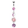 Piercing nombril avec pendentif, perles roses et cristal NOM022P 12.50€