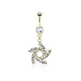 Piercing de nombril plaqué or 14k avec pendentif et zirconiums NOM023D 18.00€