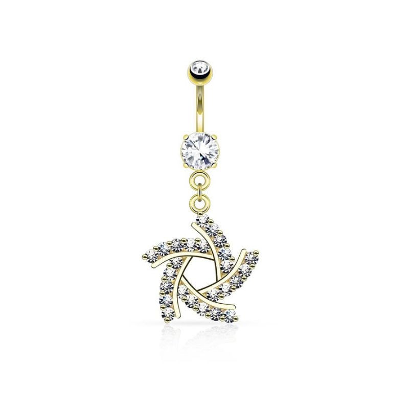 Piercing de nombril plaqué or 14k avec pendentif et zirconiums NOM023D 18.00€