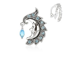 Piercing nombril inversé avec une lune et cristal bleu NOM024B 8.00€