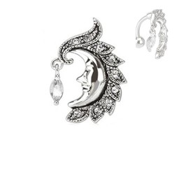 Piercing nombril inversé avec une lune et cristal blanc NOM024W