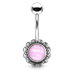 Banane de nombril fleur et pierre époxy lumineuse rose NOM026P 9.50€