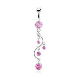 Piercing nombril pendentif vigne de cristal rose NOM032P 11.50€