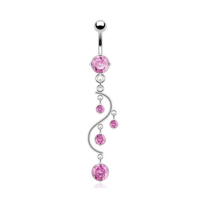 Piercing nombril pendentif vigne de cristal rose NOM032P 11.50€