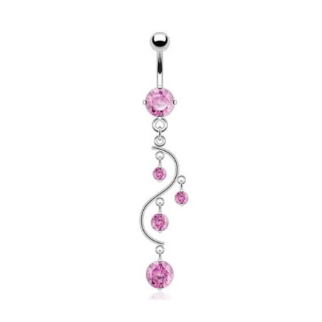 Piercing nombril pendentif vigne de cristal rose NOM032P 11.50€