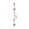 Piercing nombril pendentif vigne de cristal rose NOM032P 11.50€
