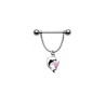 Piercing téton bouclier pendentif dauphin avec cristal rose TET0058.50€