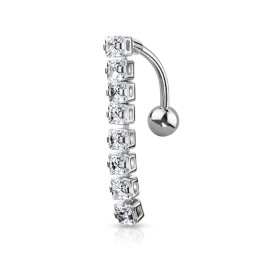 Piercing nombril inversé avec 8 zirconiums blancs NOM196G 10.00€