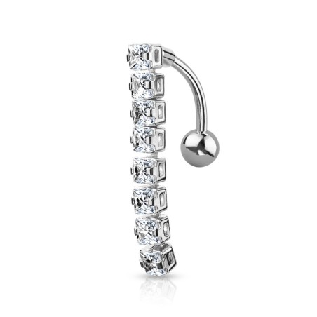 Piercing nombril inversé avec 8 zirconiums blancs NOM196G 10.00€