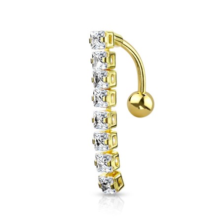 Piercing nombril doré inversé avec pendentif strass NOM196D 10.00€