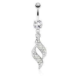 Piercing nombril feuille avec zirconium blanc  NOM200 15.00€