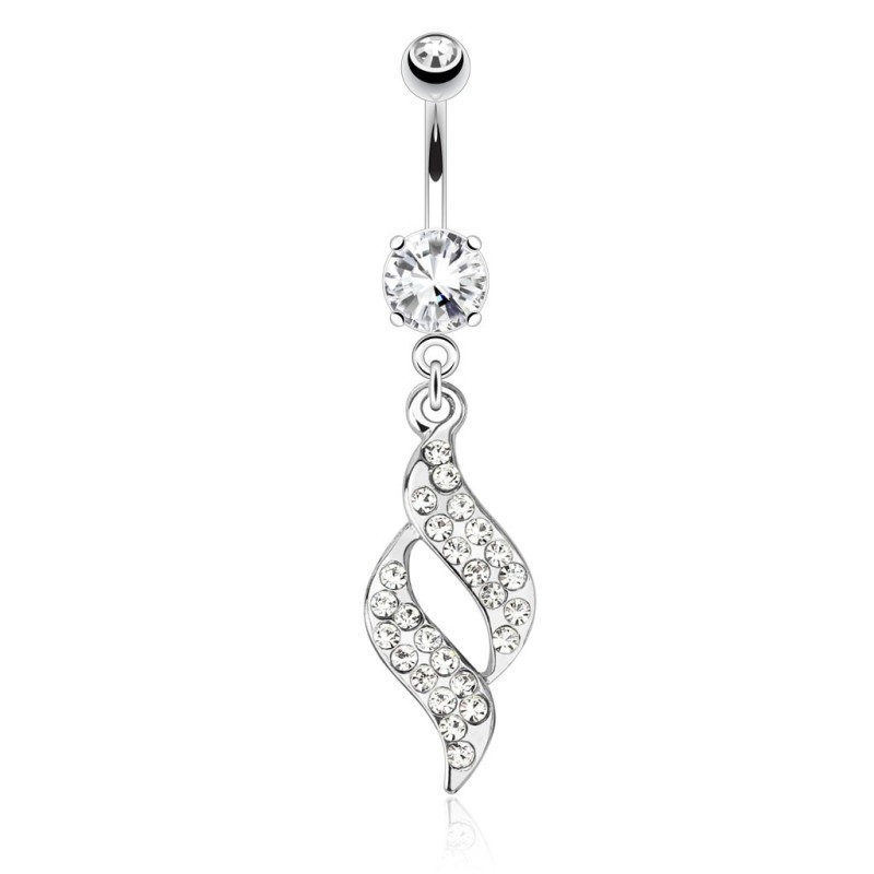 Piercing nombril feuille avec zirconium blanc  NOM200 15.00€