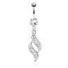 Piercing nombril feuille avec zirconium blanc  NOM200 15.00€
