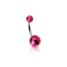Piercing nombril  boules en acrylique rose fluo tachetées NOM201P 6.00€