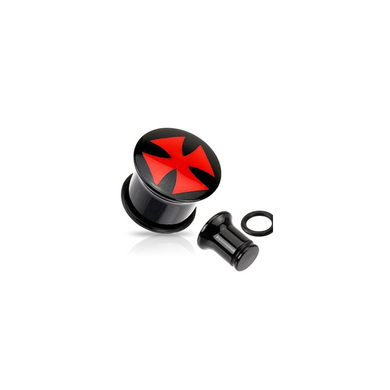 Piercing plug 5mm et 10mm avec croix chopper PL059 à partir de 5mm