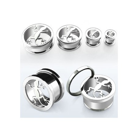 Piercing plug de 8mm à 25mm ajouré en acier salamandre PL063