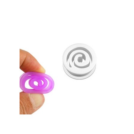 Piercing plug 6mm à 25mm spirale silicone blanc PL072