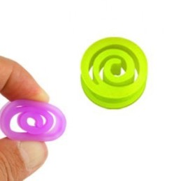 Piercing plug 6mm à 25mm spirale silicone violet fluo PL077