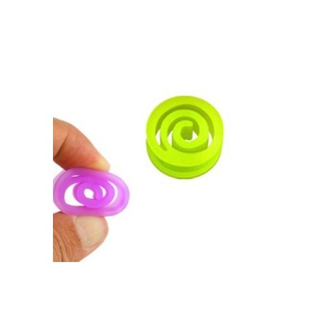 Piercing plug 6mm à 25mm spirale silicone violet fluo PL077
