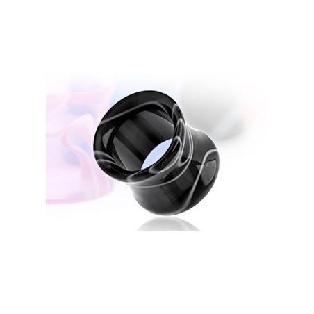Piercing tunnel 4mm ou 5mm marbré noir et blanc PL074