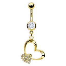 Piercing nombril avec double cœurs doré NOM441 sur piercing-alice.fr 14,00€