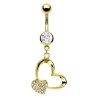 Piercing nombril avec double cœurs doré NOM441 sur piercing-alice.fr 14,00€