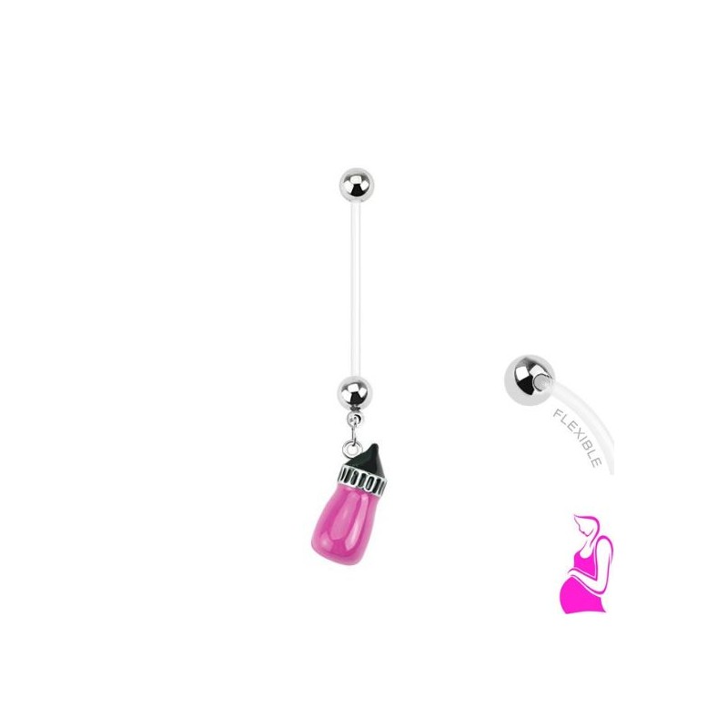Piercing nombril grossesse biberon fuchsia NOM386 7.00€
