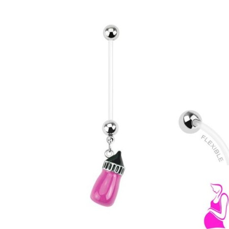Piercing nombril grossesse biberon fuchsia NOM386 7.00€