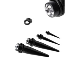 Ecarteur 3mm à 12mm droit noir en acrylique  avec strass avec bracelets toriques à partir de 5€
