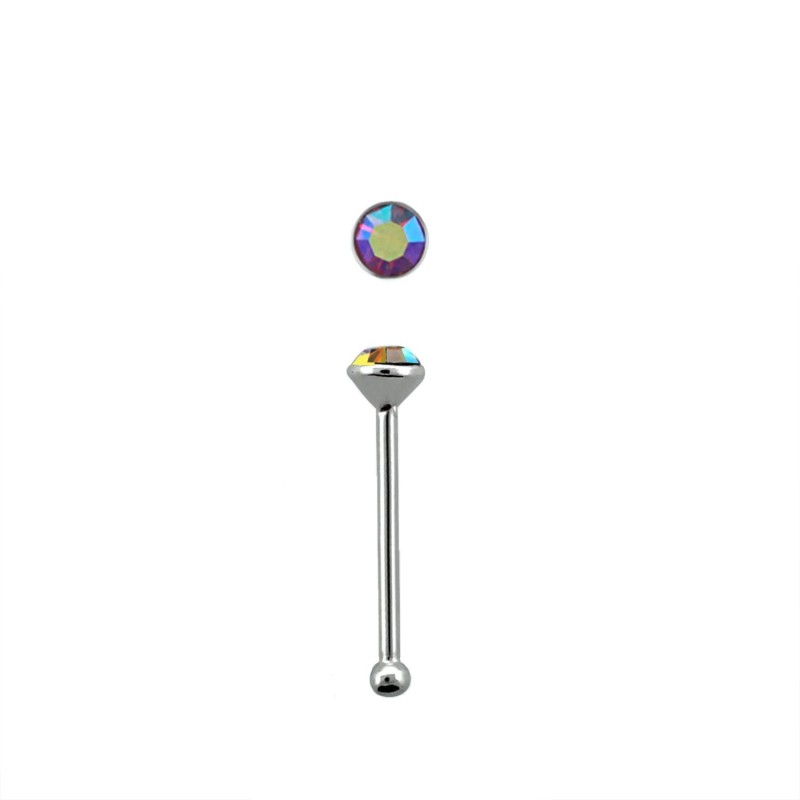 Piercing nez 6mm en argent 925 avec cristal fuchsia 1.8mm NZ116P 5.25€