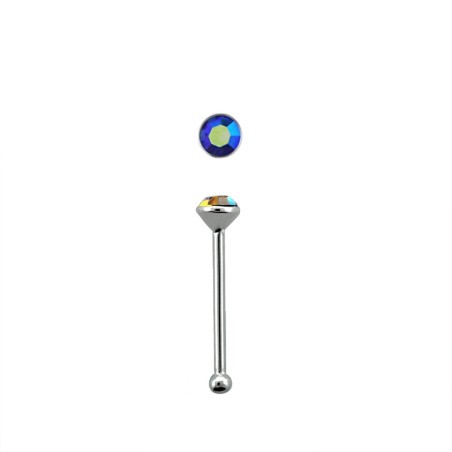 Piercing nez 6mm en argent avec cristal bleu 1.8mm NZ116B 5.25€