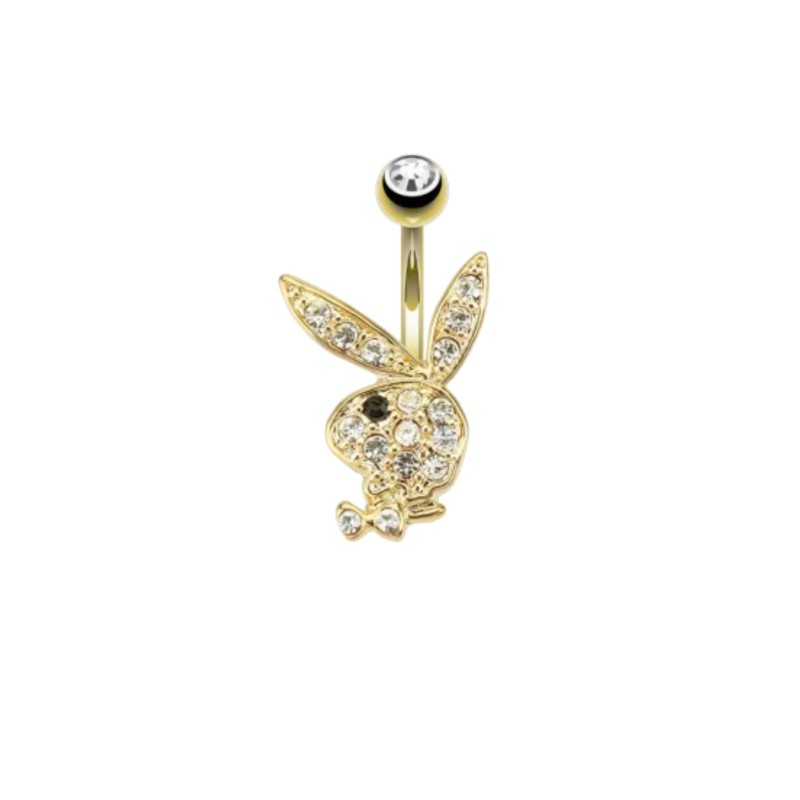 Playboy nombril, piercing banane plaqué Or 14k œil noir NOM255N 17.35€