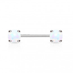 Piercing téton haltère plaqué Rhodium avec opalines de synthèse TET002 8.45€