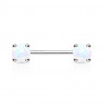 Piercing téton haltère plaqué Rhodium avec opalines de synthèse TET002 8.45€