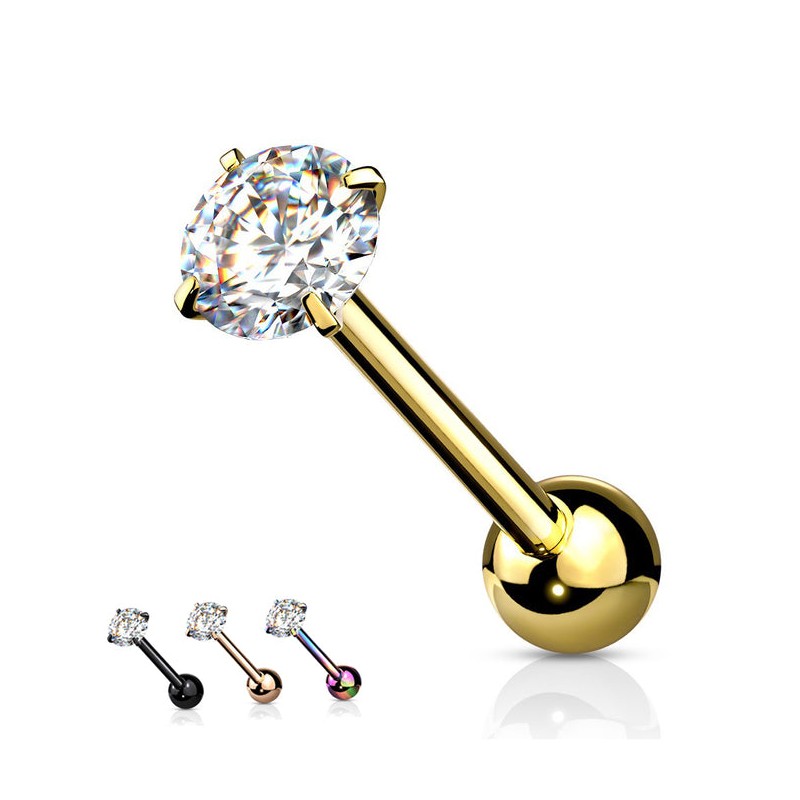 Lot De 4 Piercings De Langue En Titane G23 - Designs Lune, Papillon, Cœur, Fleur - 14G (1.6mm), Longueur 16mm